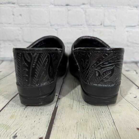 Dansko Clog 7.5-8 US 38 EU Black Embossed Leather Slip On Comfort Walk Shoes - Picture 4 of 13